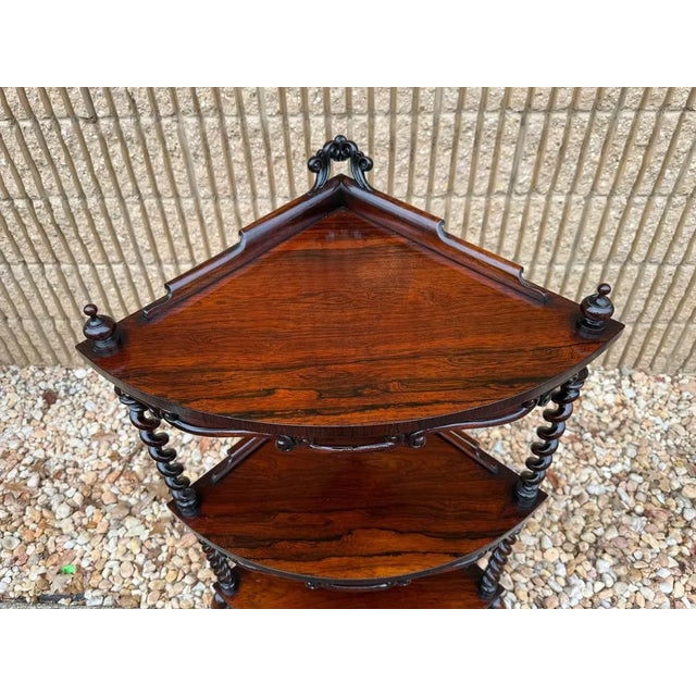 Antique Victorian Style Rosewood 3 Tier Corner Shelves Whatnot. Victorian three tier rosewood whatnot the shaped and...