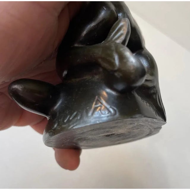 Black Vintage Art Deco Figurine with Boy on Rhino by Just Andersen, 1930s For Sale - Image 8 of 10