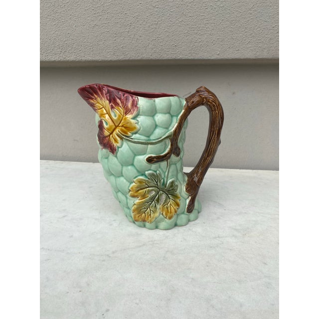Rare French Majolica grape pitcher Orchies, circa 1890.