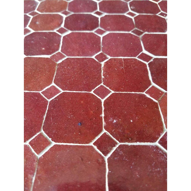 Burgundy Moroccan Mosaic Table For Sale - Image 4 of 6