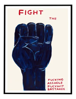 David Shrigley, Fight, 2023, Paper, Framed
