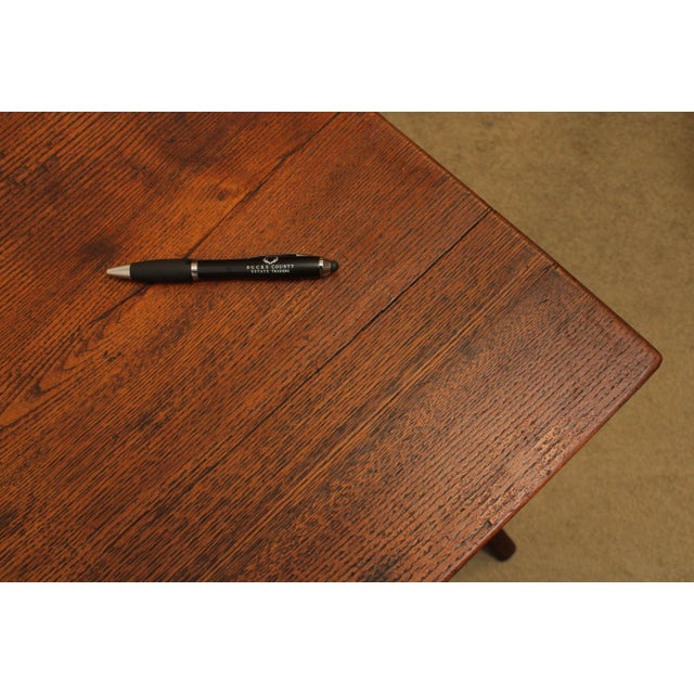 Antique Youth Size Oak Sawbuck Dining Farm Table with Benches For Sale - Image 12 of 13
