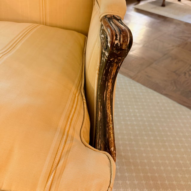 Brunschwig Bergère A wood framed antique chair finished in the prettiest Brunschwig & Fils stripe. This is part of a...