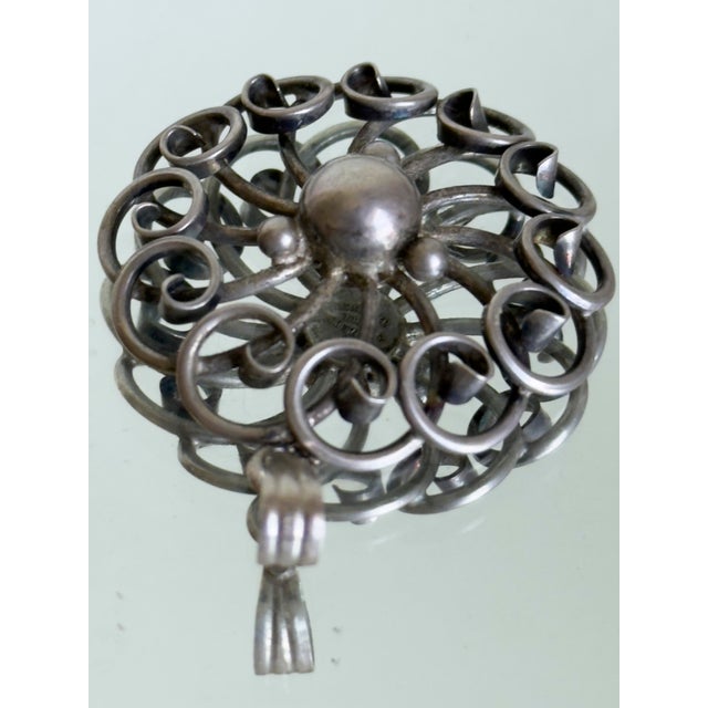 1960s Vintage Mid Century Modern Hans Hansen 925 Sterling Silver Filigree Pendant Necklace, Denmark 1960s For Sale - Image 5 of 10