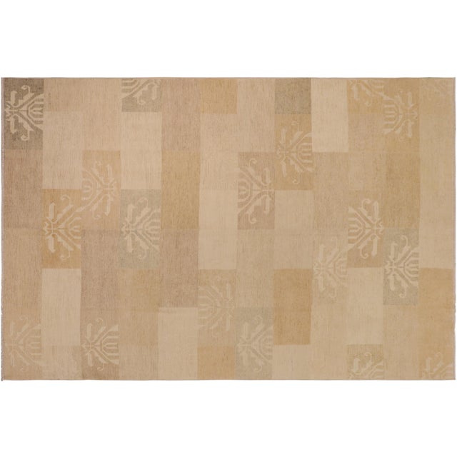 Boho Chic Gabbeh Tan/Brown Wool Rug - 10'0'' X 13'3'' For Sale - Image 9 of 10
