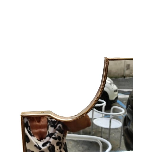 Mid-Century Modern Vintage Italian Brass Shield Wall Mirror by Gio Ponti, 1950s For Sale - Image 3 of 7