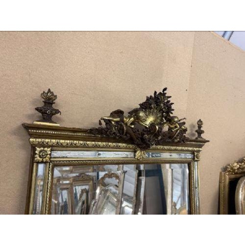 Large 19th Century Antique French Painted and Gilt Mirror For Sale - Image 6 of 7