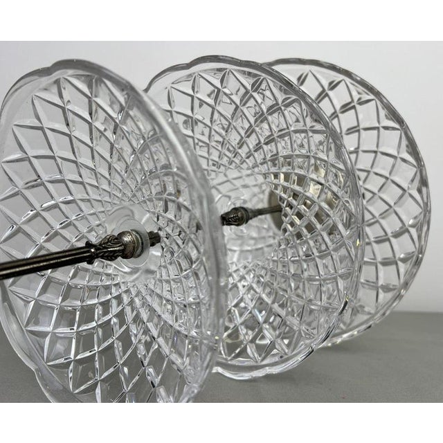 Vintage French Crystal Cut 3-Tier Serving Cake Stand For Sale - Image 12 of 14