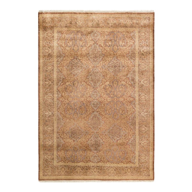 Mogul Collection Hand-Knotted Area Rug - Yellow 4' 3" x 6' 1" For Sale