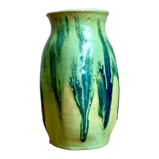 Vintage Drip Glaze Ceramic Vase For Sale