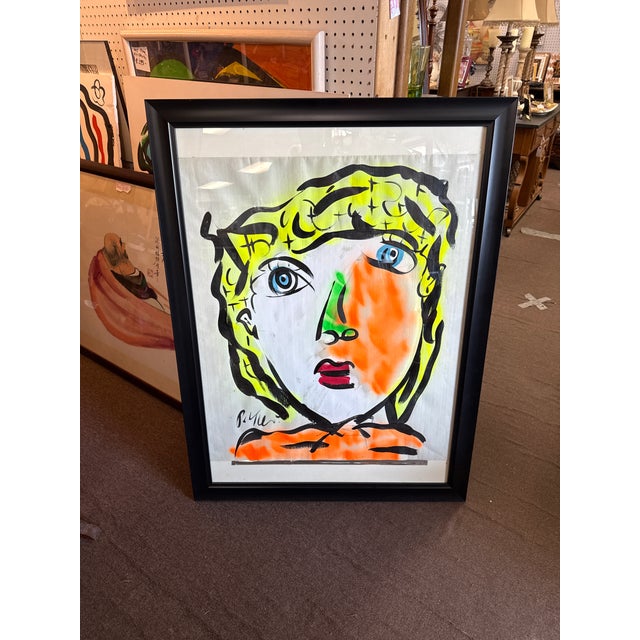 Fantastic Original Peter Keil Abstract Female Portrait Painting. This beautiful piece circa 1970s depicts a colorful...