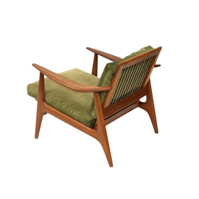 Vintage Scandinavian Lounge Chair with Green Corduroy Upholstery, 1970s For Sale - Image 6 of 7
