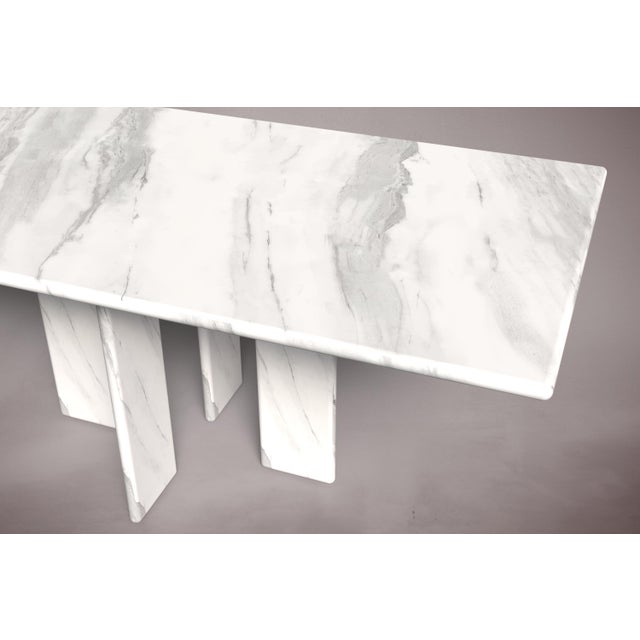Luna Rectangular Carrara Marble Dining Table 82.6" For Sale - Image 4 of 5