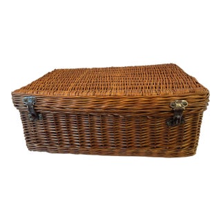 Vintage and Wicker Trunk Basket For Sale