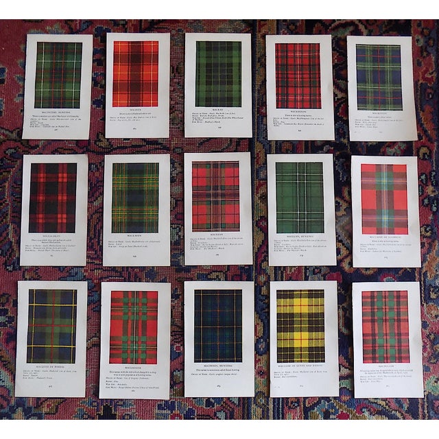 Red Vintage Mid 20th Century Scottish Tartan Lithographs - Set of 15 For Sale - Image 8 of 8
