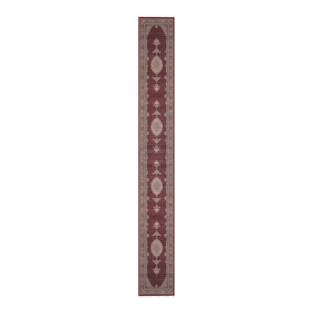 Pasargad Home Baku Red Silk & Wool Area Rug- 2' 7'' X 19' 9'' For Sale
