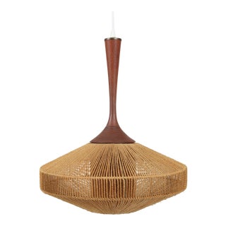 Fog and Mørup Teak and Jute Wall Pendant Lamp For Sale