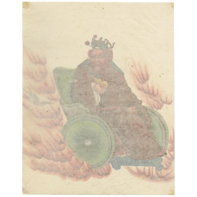 Canton School Artist, Taoist Deity Wang Lingguan, 18th Century, Gouache Painting on Paper For Sale - Image 5 of 7