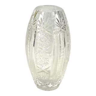1960s Oval Cut Glass Vase For Sale