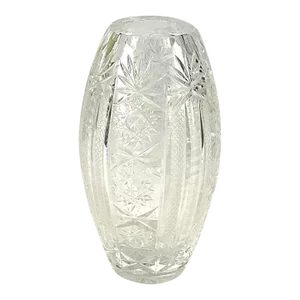 1960s Oval Cut Glass Vase