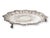 Early 20th century English silverplate drinks tray with richly hand chased decoration, scalloped edge, and substantial...