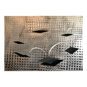 Vivien Abrams CollensRomance of Electricity, Mixed Media Metallic Painting Woman Artist, 1982