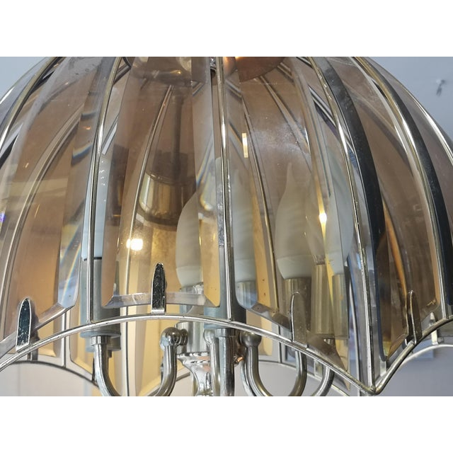 Smoked Amber Beveled Glass Umbrella Shape Light Fixture For Sale - Image 16 of 17