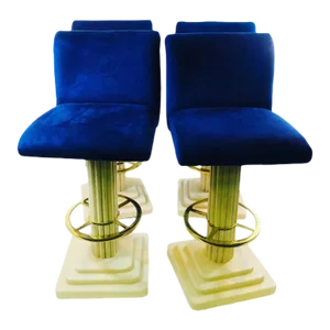 Set of Four Post Modern Column and Brass Counter Stools by Design for Leisure
