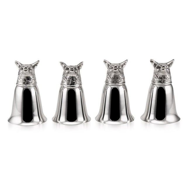 Mid 20th Century Italian Silver Plated Fox Stirrup Cups, 1970s, Set of 4 For Sale - Image 6 of 13
