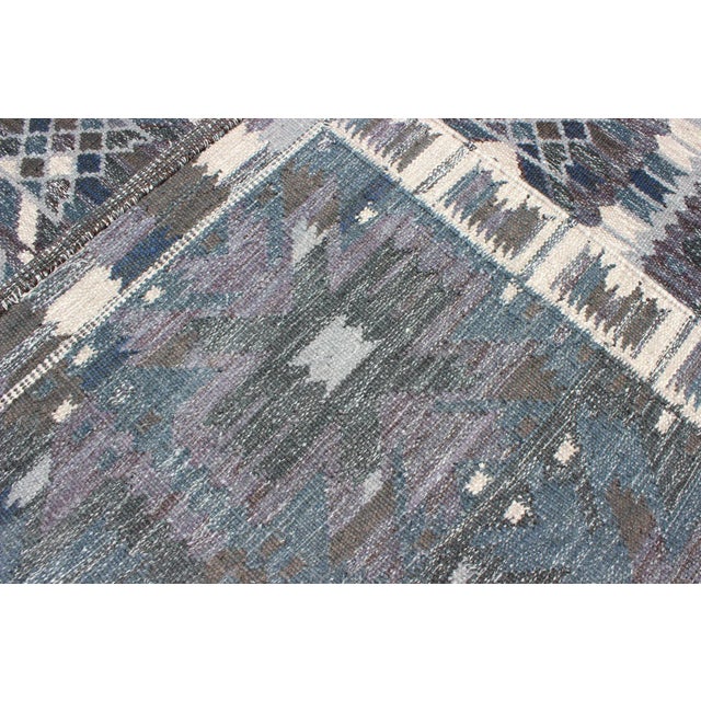 Scandinavian Flat-Weave Rug, Gray Blue Charcoal by Keivan Woven Arts 8'3 X 10'4 For Sale - Image 12 of 13