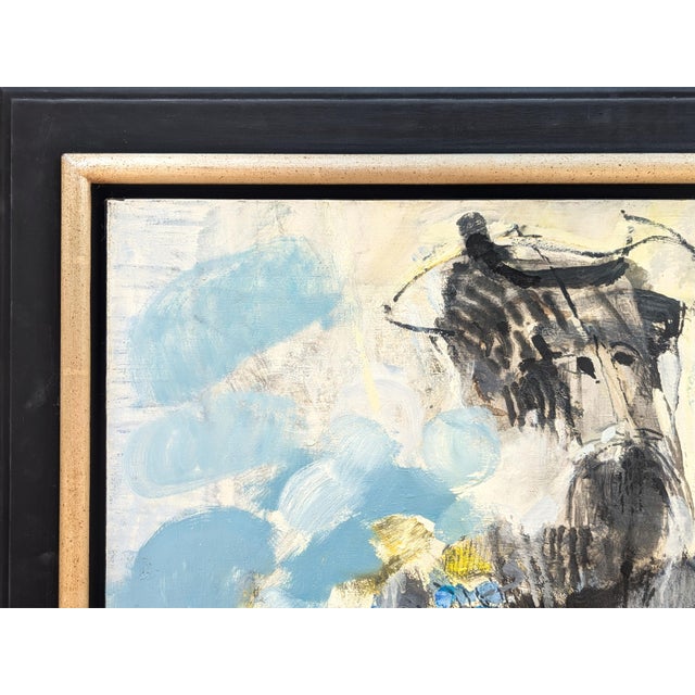 Joël Dabin "L'Hidalgo de la Mancha" Modern Blue Tone Abstract Expressionist Figure Painting, 1991 For Sale In Houston - Image 6 of 12