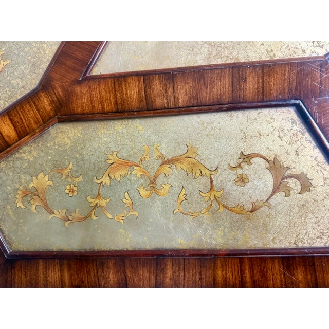 Sienna Vintage Theodore Alexander Style Two-Tiered Octagonal Eglomisé Mahogany Cocktail / Coffee Table For Sale - Image 8 of 11