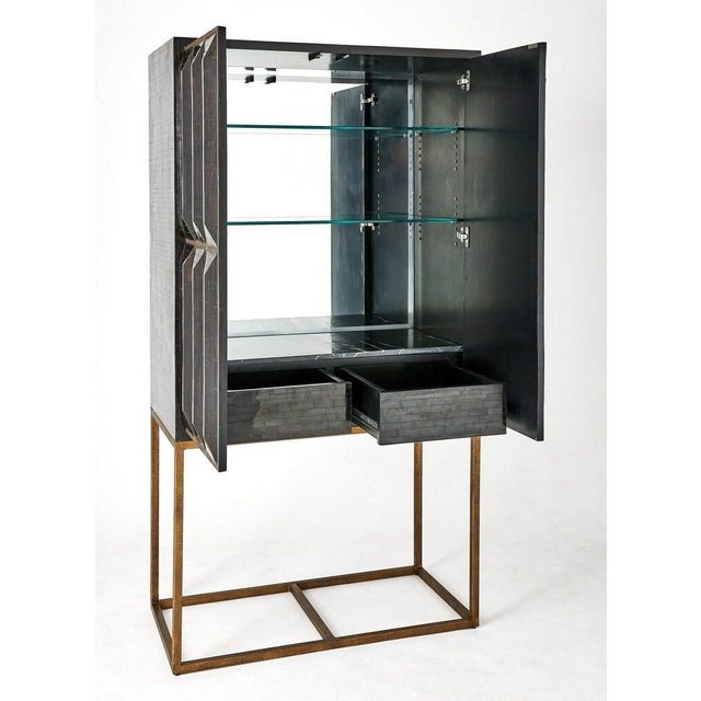 Global Views Horn Inlay Bar Cabinet Black/Antique Brass For Sale - Image 16 of 16