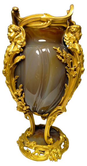 French Vase in Gilt Bronze and Agathe, 19th Century