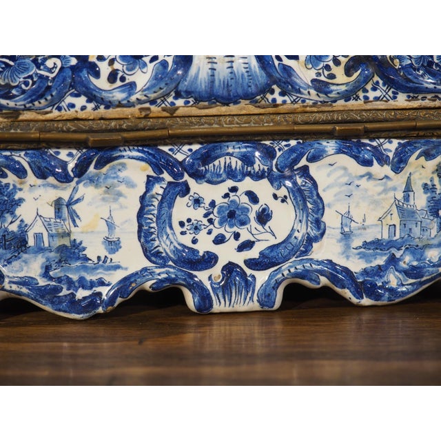 Hand Painted Blue and White Delft Table Box, Circa 1850 For Sale - Image 9 of 17