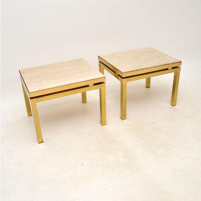Vintage Italian Brass and Marble Side Tables, 1970s, Set of 2 For Sale - Image 4 of 10