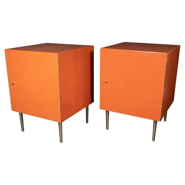 Mid-Century Modern Cubic Orange Cabinets - A Pair For Sale - Image 13 of 13