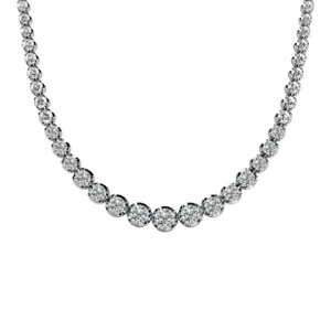 10 Carat Natural Diamond Graduated Tennis Necklace 18K White Gold 16.5 Inches