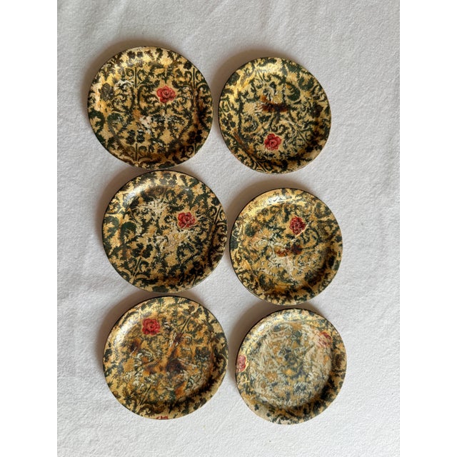 1960s Vintage Mid-Century Paper Mâché Alcohol-Proof Coasters Set of 6 For Sale - Image 5 of 10