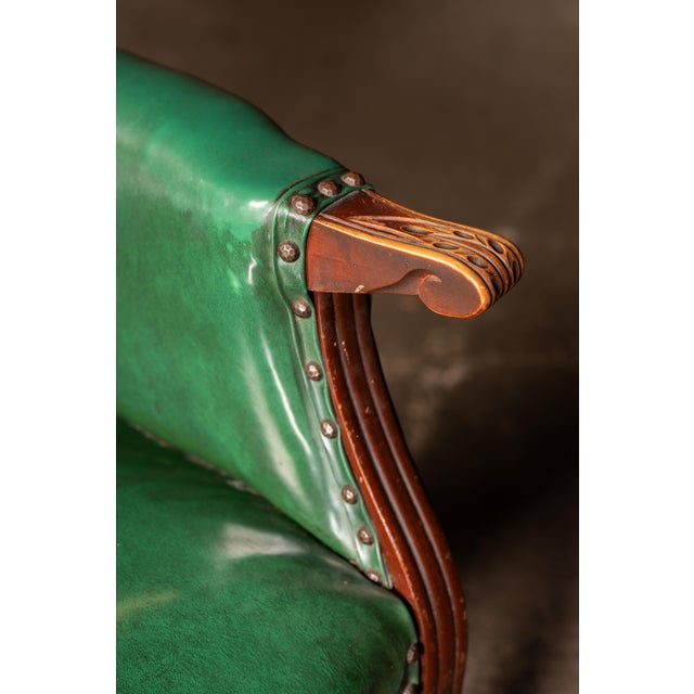 Vintage Green Vinyl Clamshell Armchair For Sale - Image 11 of 13