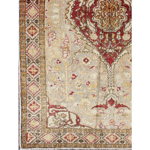 Turkish Keivan Woven Arts,NA-63769, Antique Turkish Oushak Rug - 4′ × 6′8″ For Sale - Image 3 of 7