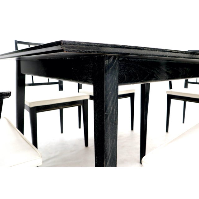 Cerused Ebonized Walnut Dining Room Table 6 Chairs Set w/ Two Extension Boards For Sale - Image 12 of 12