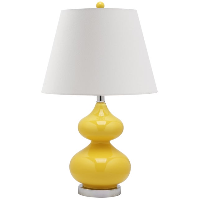 24 Inch H Double Gourd Glass Table Lamp in Yellow - a Pair For Sale - Image 4 of 8