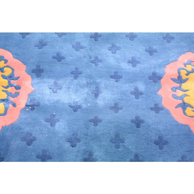 Textile Vintage Chinese Art Deco Hand Knotted Wool Rug, 8'x15'4'' For Sale - Image 7 of 9