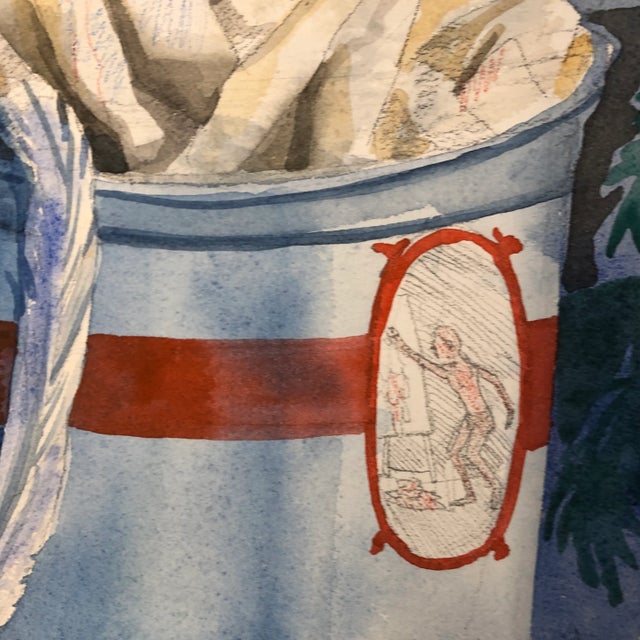 1970s Original Vintage 1970’s Still Life Studio Watercolor Painting Signed Large For Sale - Image 5 of 8