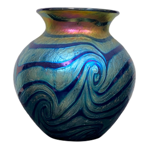 Signed Lundberg Studios Iridescent Art Glass Vase