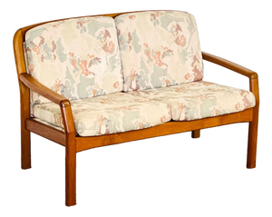 Danish Bench in Teak and Floral Fabric from Dyrlund, 1960s