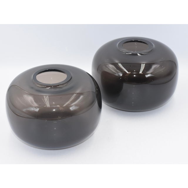 Contemporary Villeroy & Boch Vintage 1970s, Minimalist Round Art Glass Orb Vase 2pc Set For Sale - Image 3 of 9