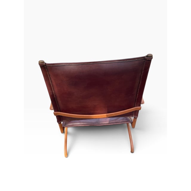 Vintage Stitched Leather Chairs by Jacques Adnet, 1950s, Set of 2 For Sale - Image 4 of 10