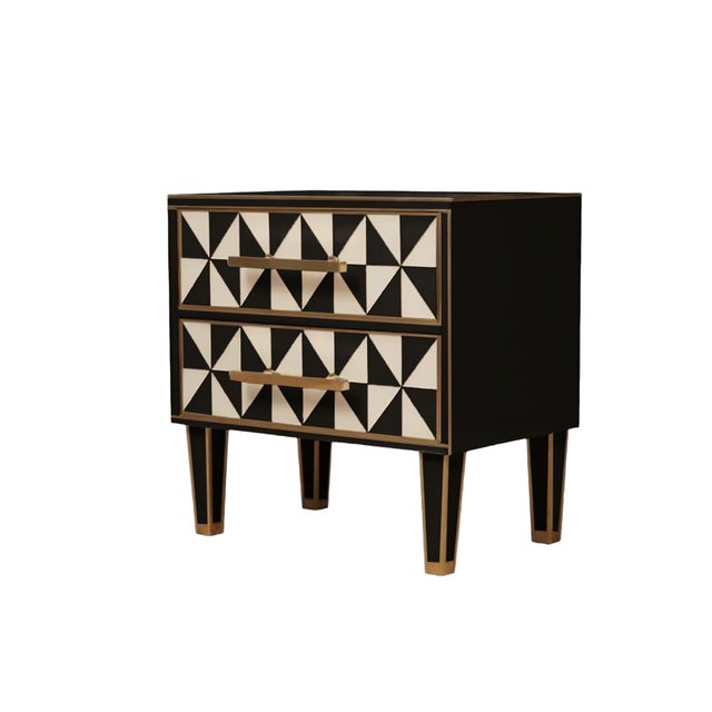 Optical Triangular Effect Nightstands from Justfurnituress SRL, Set of 2 For Sale - Image 4 of 6